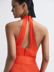 Reiss Orange Evelyn Fitted Halter Neck Midi Dress - Image 7 of 7
