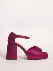 Simply Be Pink Regular/Wide Fit Diamanté Heel Platform Sandals - Image 1 of 3