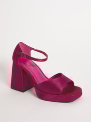Simply Be Pink Regular/Wide Fit Diamanté Heel Platform Sandals - Image 2 of 3