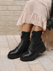 Linzi Black Della Ankle Boots With Zip Detail - Image 1 of 4