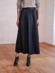 Black PU Pleated Midi Skirt - Image 2 of 6
