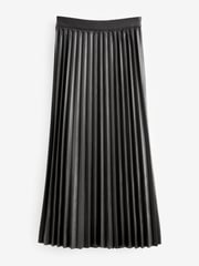 Black PU Pleated Midi Skirt - Image 5 of 6
