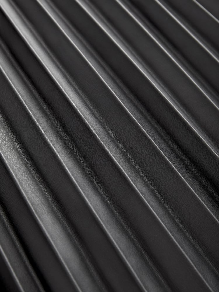 Black PU Pleated Midi Skirt - Image 6 of 6