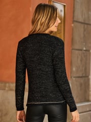 Sosandar Black Metallic Knit Trophy Cardigan - Image 2 of 5