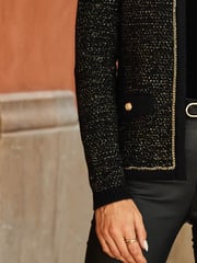 Sosandar Black Metallic Knit Trophy Cardigan - Image 5 of 5