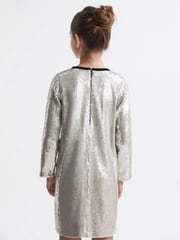 Reiss Silver Leon Sequin Bow Dress - Image 4 of 5