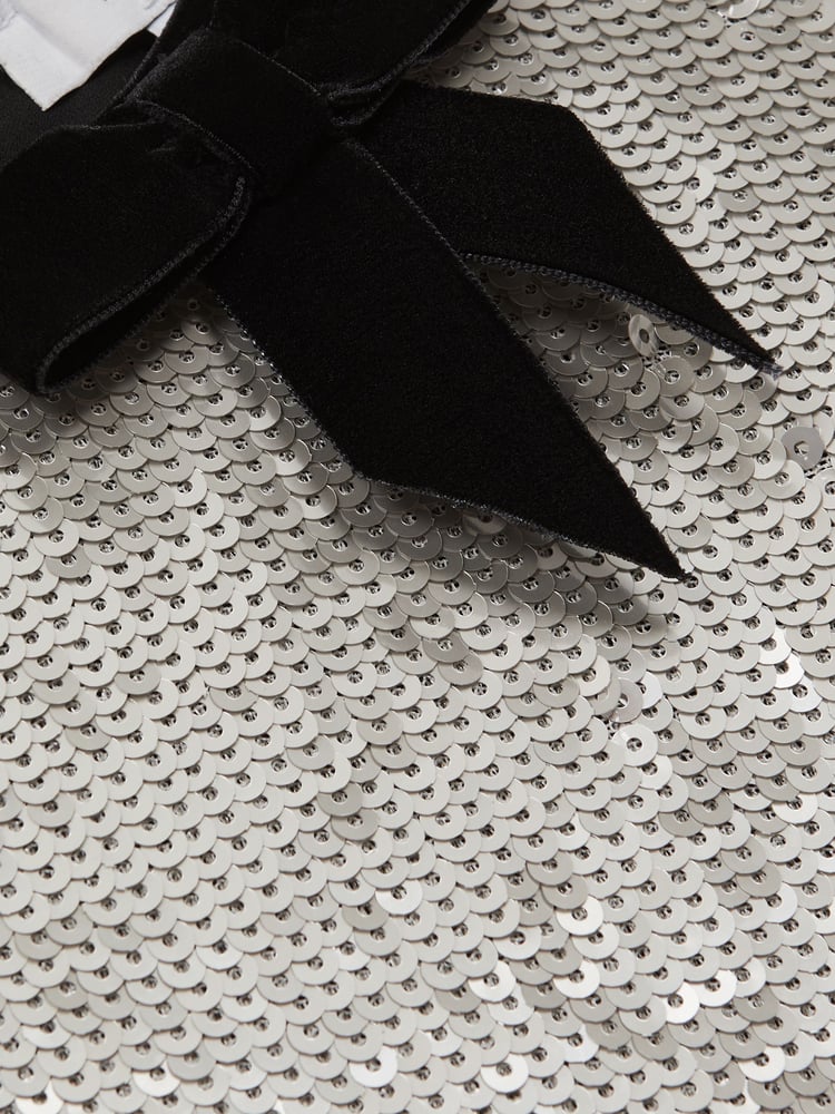 Reiss Silver Leon Sequin Bow Dress - Image 5 of 5