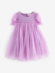 Lilac Purple Mesh Party Dress (3mths-7yrs) - Image 5 of 7