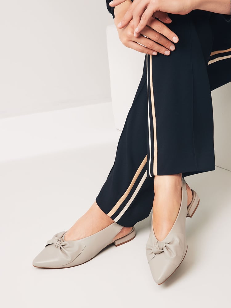 Bone Neutral Forever Comfort® Leather Point Toe Bow Slingback Shoes - Image 1 of 7