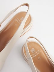 Bone Neutral Forever Comfort® Leather Point Toe Bow Slingback Shoes - Image 6 of 7