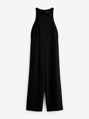 Black Sleeveless Wide Leg Crepe Jumpsuit - Image 5 of 6