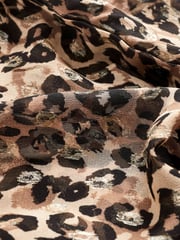 Brown Animal V-Neck Metallic Spot 3/4 Sleeve Blouse - Image 6 of 6