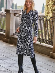 Sosandar Black Printed Belted Shirt Dress - Image 4 of 5