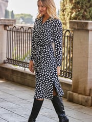 Sosandar Black Printed Belted Shirt Dress - Image 5 of 5