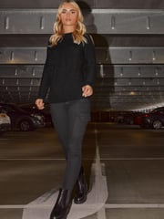 PixieGirl Petite Black Cold Shoulder Jumper - Image 1 of 5