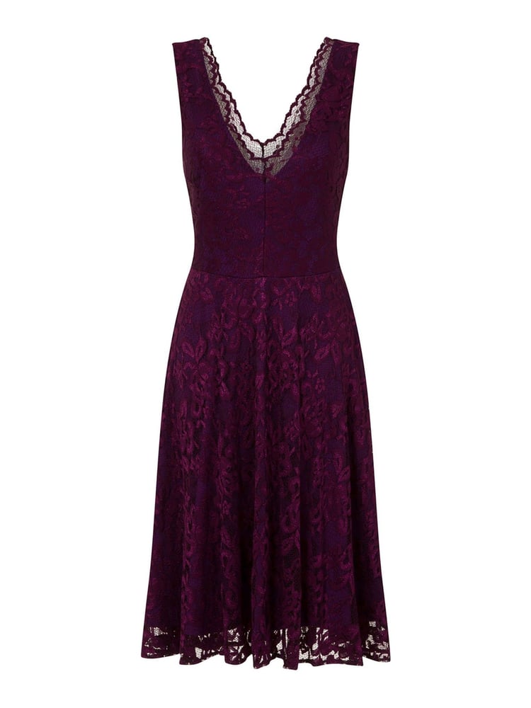 HotSquash Purple V-Neck Floral Lace Dress - Image 3 of 3