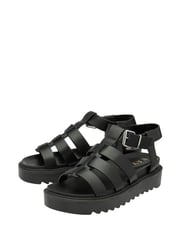 Ravel Black Fisherman Sandals On a Flatform Wedge Unit - Image 2 of 4