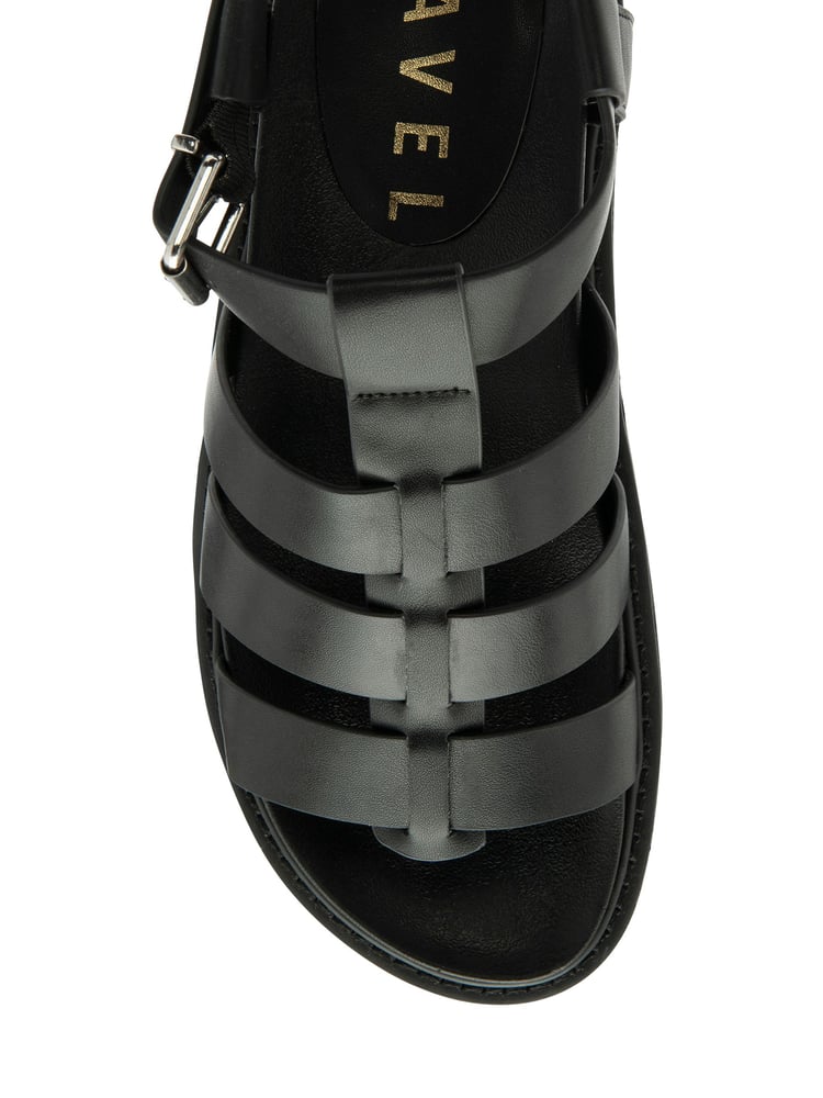 Ravel Black Fisherman Sandals On a Flatform Wedge Unit - Image 4 of 4 Ravel Black Fisherman Sandals On a Flatform Wedge Unit - Image 4 of 4