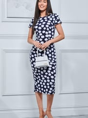 Jolie Moi Blue Short Sleeve Bodycon Midi Dress - Image 3 of 5