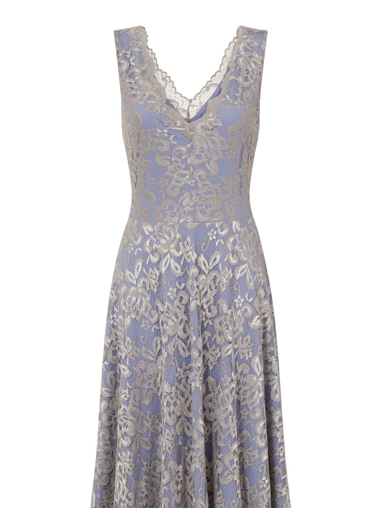 HotSquash Silver V-Neck Floral Lace Dress - Image 4 of 4