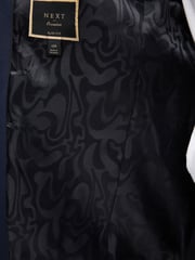 Navy Slim Fit Satin Jacquard Blazer - Image 10 of 12