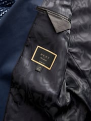 Navy Slim Fit Satin Jacquard Blazer - Image 11 of 12