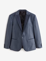 Navy Slim Fit Satin Jacquard Blazer - Image 6 of 12