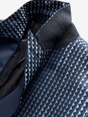 Navy Slim Fit Satin Jacquard Blazer - Image 8 of 12