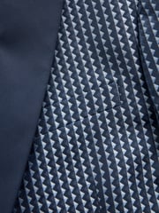 Navy Slim Fit Satin Jacquard Blazer - Image 9 of 12