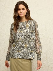 Morris & Co Snakeshead Long Sleeve Crew Neck Cuff Blouse - Image 1 of 6