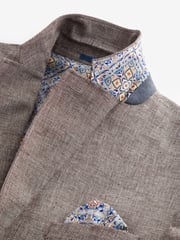 Brown Slim Fit Textured Linen Blend Blazer - Image 10 of 11