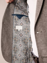 Brown Slim Fit Textured Linen Blend Blazer - Image 11 of 11
