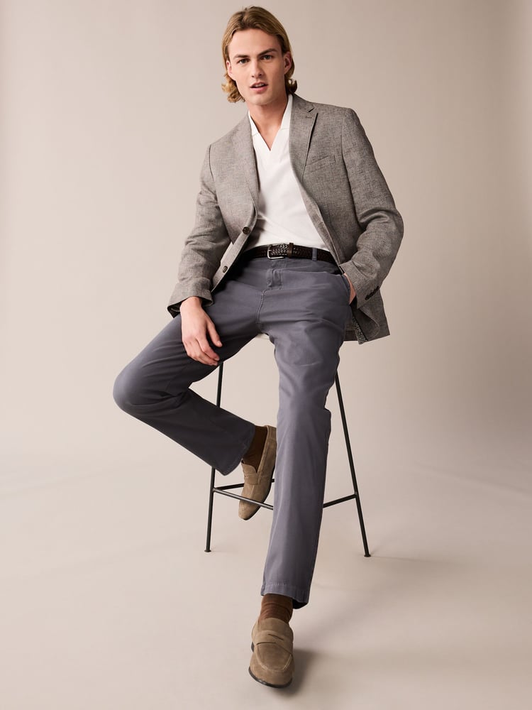 Brown Slim Fit Textured Linen Blend Blazer - Image 2 of 11