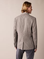Brown Slim Fit Textured Linen Blend Blazer - Image 3 of 11