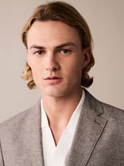 Brown Slim Fit Textured Linen Blend Blazer - Image 4 of 11