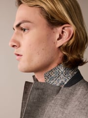 Brown Slim Fit Textured Linen Blend Blazer - Image 5 of 11