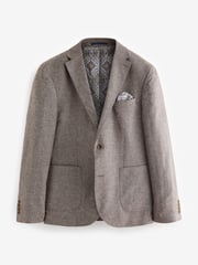 Brown Slim Fit Textured Linen Blend Blazer - Image 6 of 11