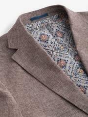 Brown Slim Fit Textured Linen Blend Blazer - Image 8 of 11