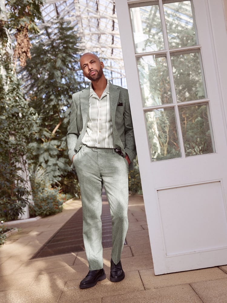 Green Tailored Fit Nova Fides Italian Wool Blend Suit: Trousers - Image 1 of 8