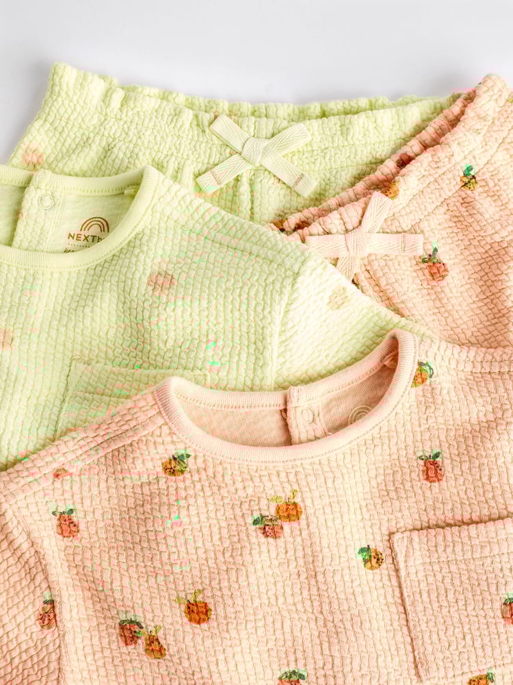 Fluro Green/ Orange Floral 2 Pack Baby T-Shirts and Shorts Set - Image 16 of 16