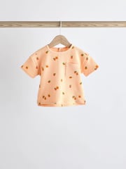 Fluro Green/ Orange Floral 2 Pack Baby T-Shirts and Shorts Set - Image 8 of 16
