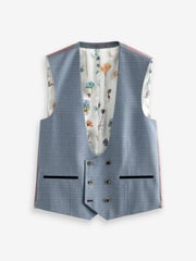 Light Blue Check Suit Waistcoat - Image 1 of 5