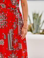 Sosandar Red Ruffle Neck Wrap Dress - Image 5 of 5