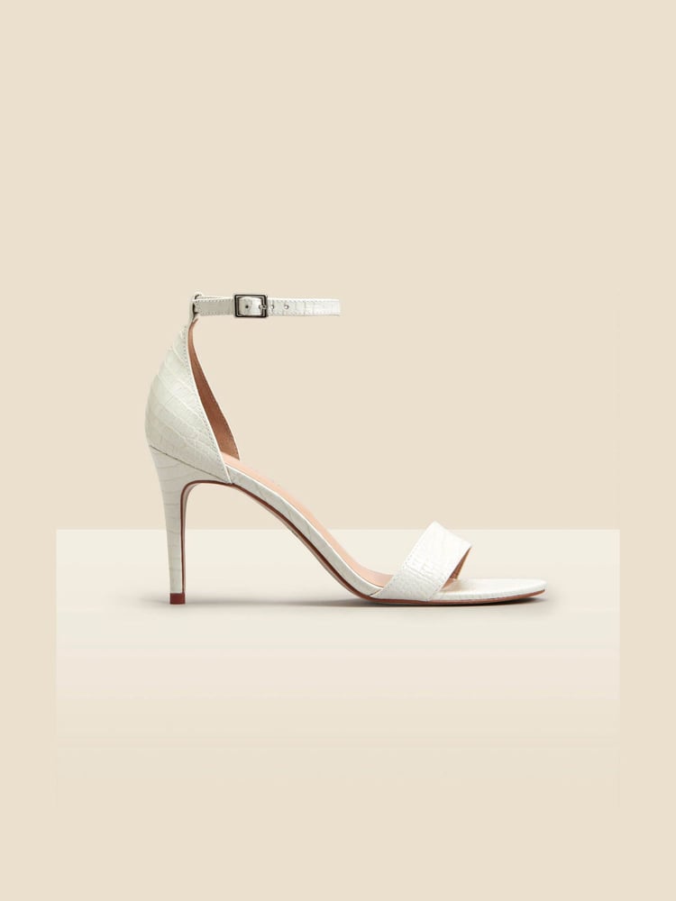Sosandar White Croc Low Heel Barely There Sandals - Image 2 of 4 Sosandar White Croc Low Heel Barely There Sandals - Image 2 of 4
