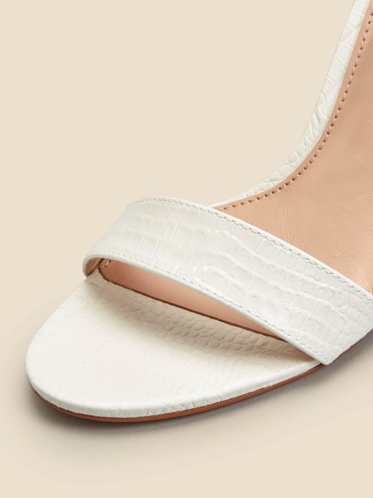 Sosandar White Croc Low Heel Barely There Sandals - Image 4 of 4 Sosandar White Croc Low Heel Barely There Sandals - Image 4 of 4