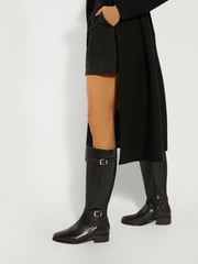 Dune London Black Standard Fit Tepi Branded Trim Knee High Boots - Image 1 of 6