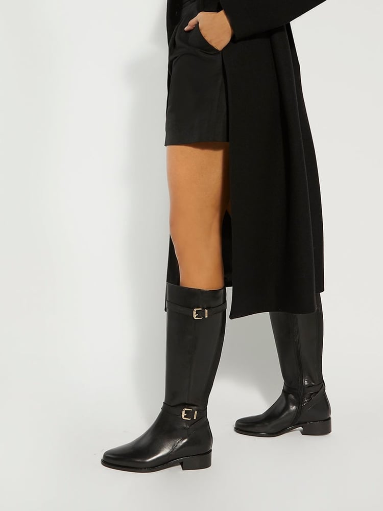 Dune London Black Standard Fit Tepi Branded Trim Knee High Boots - Image 1 of 6