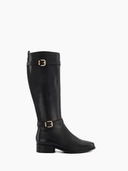 Dune London Black Standard Fit Tepi Branded Trim Knee High Boots - Image 3 of 6