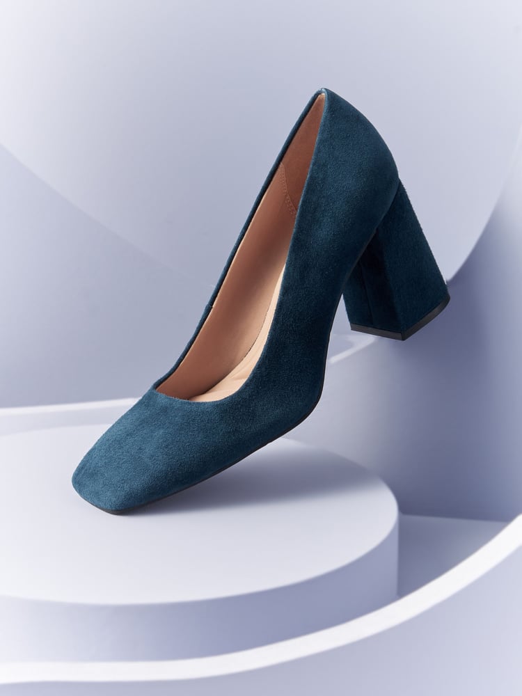 Navy Forever Comfort® With Motionflex Square Toe Block Heel Shoes - Image 1 of 6