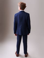 Navy Blue Skinny Fit Navy Blue Check Suit Jacket (12mths-16yrs) - Image 2 of 5